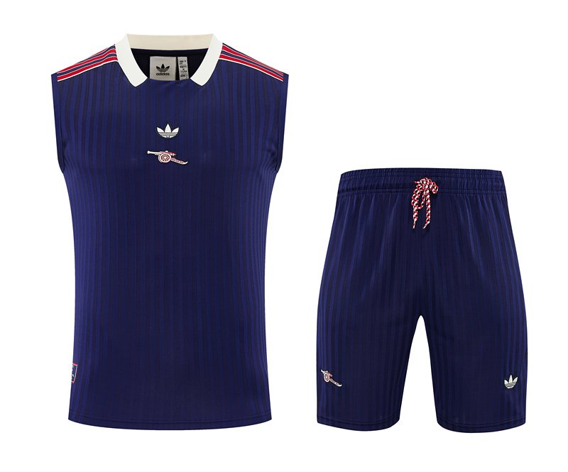 c64ebca2 2025-26 Retro version Arsenal Royal Blue Vest Soccer Uniform - Image 1