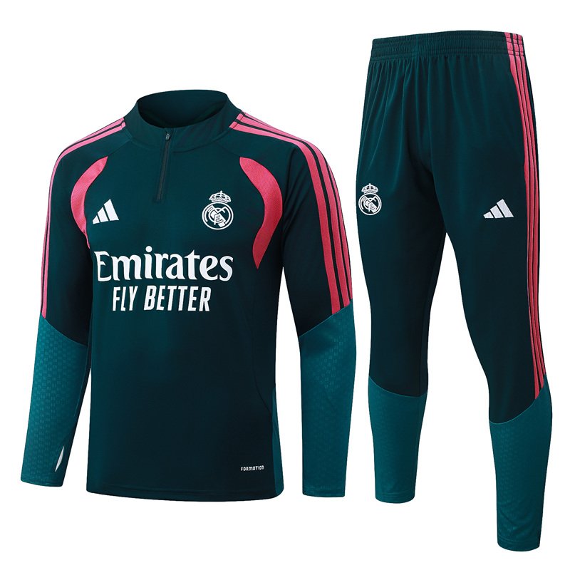 d562d407 2026-27 Real Madrid Green Soccer Tracksuit Uniform - Image 1