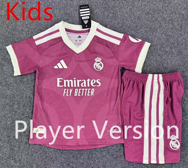 psc (1) Player version 2026-2027 Real Madrid 2nd Away Pink Red Kids Soccer uniform - Image 1