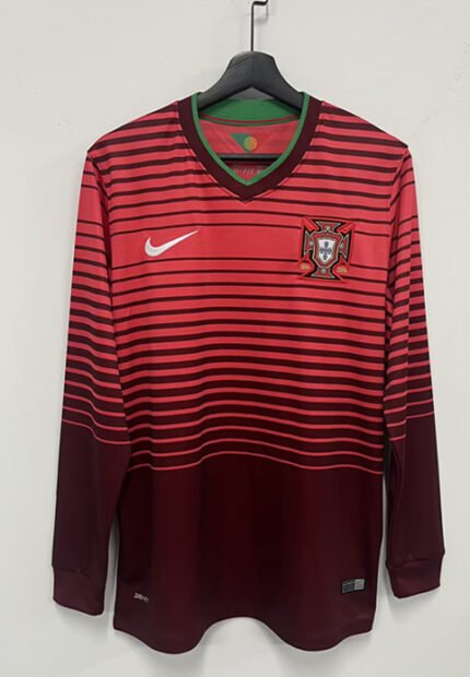2014 Retro Version Portugal Home Red  Long Sleeve  Jersey AAA