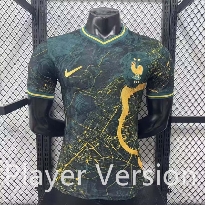 psc Player Version 2026-2027 France Black Green Soccer Jersey AAA - Image 1
