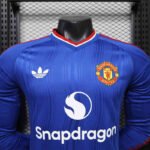 Player version 26-27 Manchester United Away Blue Long-sleeved Soccer Jersey AAA - Image 5