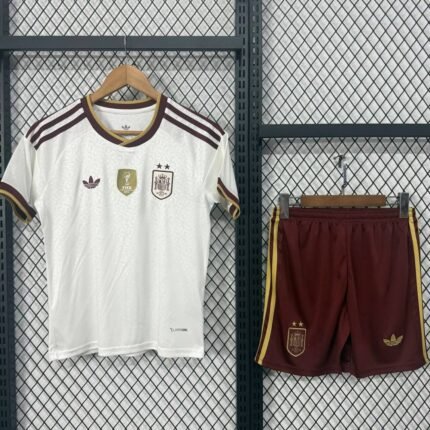 (2 star)2026-2027 Spain Away White kids/youth  Soccer uniform