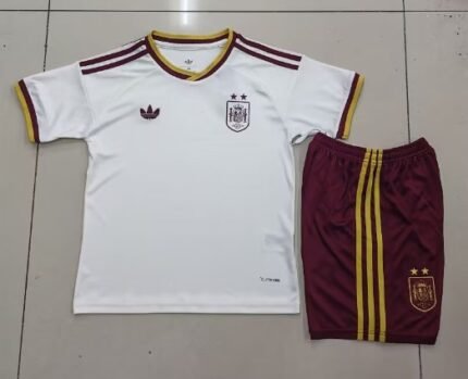 (2 star)2026-2027 Spain Away White kids/youth  Soccer uniform