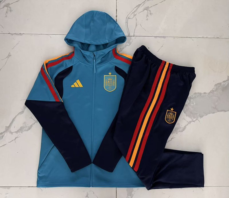1dab87a1 26-27 Spain Blue Thailand Soccer Jacket Uniform With Hat - Image 1