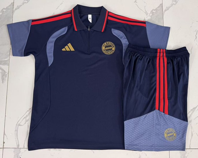 31cd4b40 2026-2027 Bayern Munich Blue Polo Soccer Uniform - Image 1