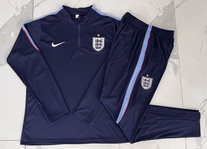 338bba64 2026-27 England Blue Soccer Tracksuit Uniform - Image 1