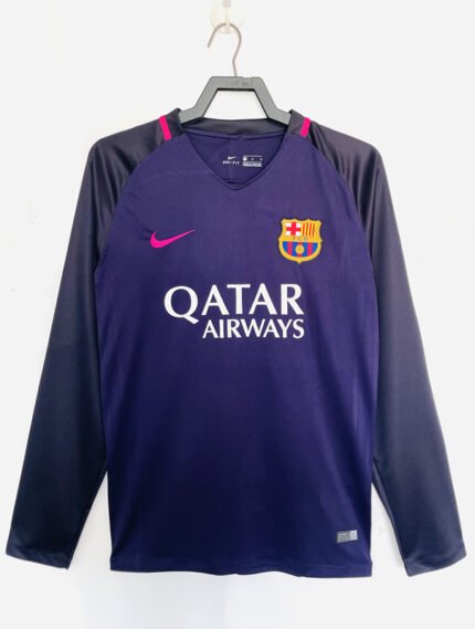 Retro Version 16-17  Barcelona Away Purple Long sleeves Soccer Jersey AAA