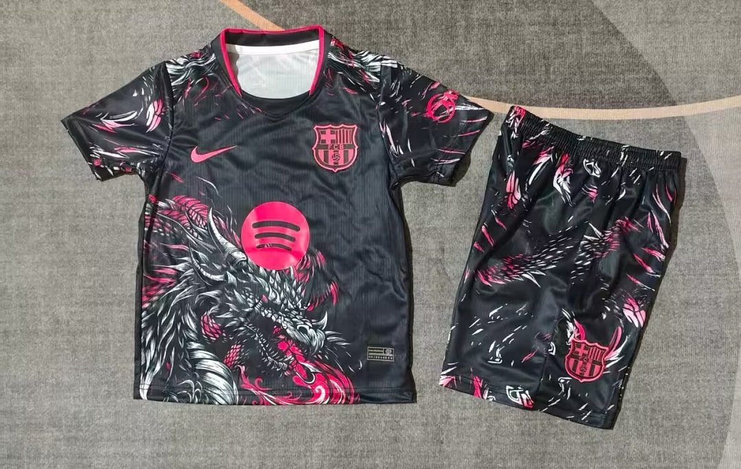 49aa0bb1 2026-27 Barcelona Pink Black kids/youth Soccer uniform - Image 1