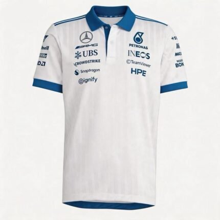（S-5xl)2026-2027 F1 Mercedes White Blue Racing Suit