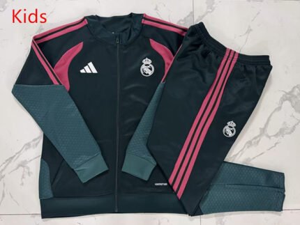 26-27 Real Madrid Dark Green Thailand Soccer Kids Jacket Uniform