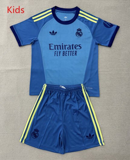 2026-27 Real Madrid Goalkeeper Lake Blue kids/youth Soccer uniform