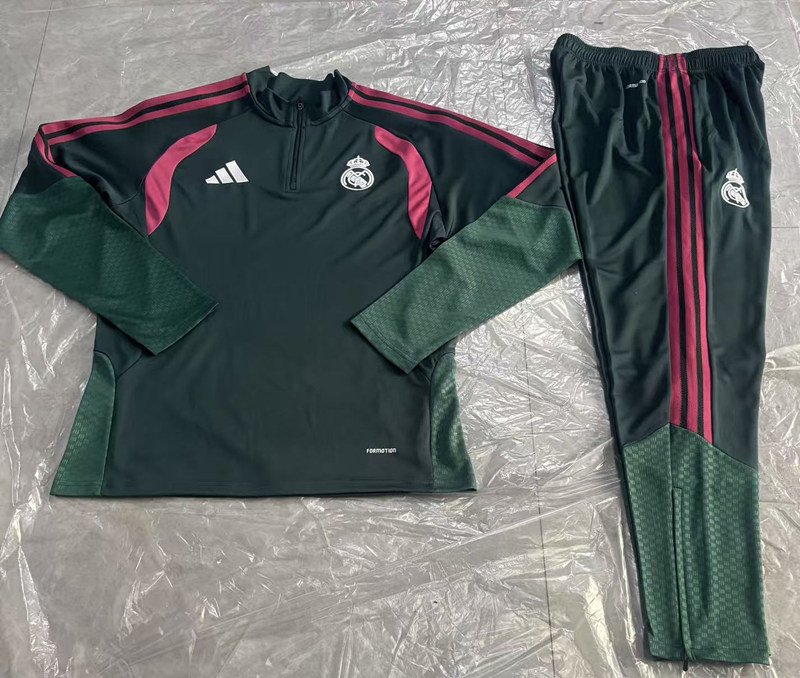 9a8429d3 2026-27 Real Madrid Green Soccer Tracksuit Uniform - Image 1