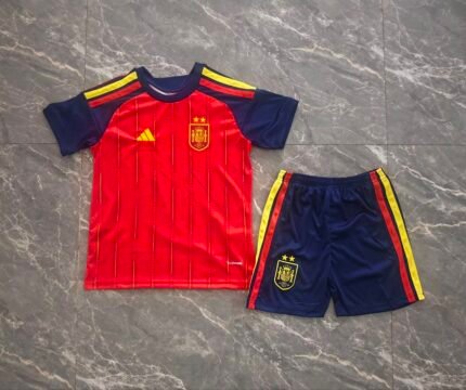 (2 star)2026-2027 Spain Home Red kids/youth  Soccer uniform