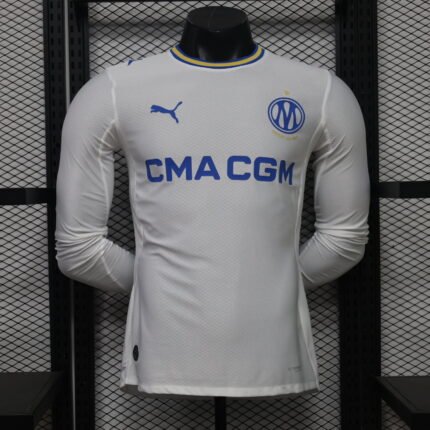 Player version 2026-27 Olympique de Marseille Home Ｗhite LS Soccer Jersey AAA