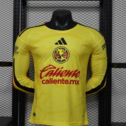 Player Version 26-27 Club America Home Yellow  Long-sleeved  Soccer Jersey AAA
