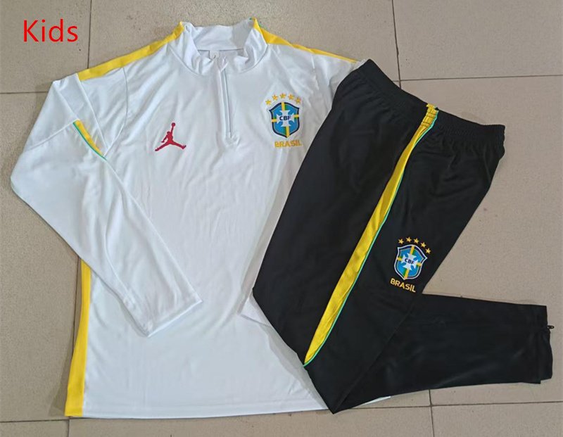 adf202e0 2026-27 Brazil White Soccer kids Tracksuit Uniform - Image 1