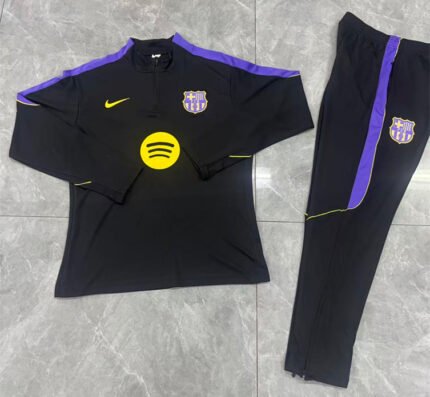 26-27 Barcelona Black  Thailand Soccer Tracksuit Uniform