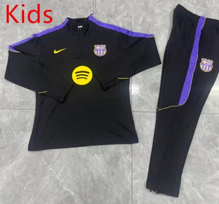 2026-27 Barcelona Black Soccer kids Tracksuit Uniform