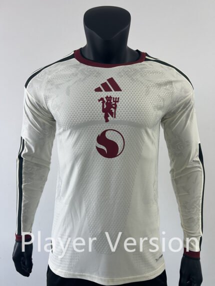 Player version 26-27 Manchester United 2nd Away White Long-sleeved Soccer Jersey AAA