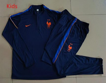 2026-27 France Royal Blue Soccer kids Tracksuit Uniform