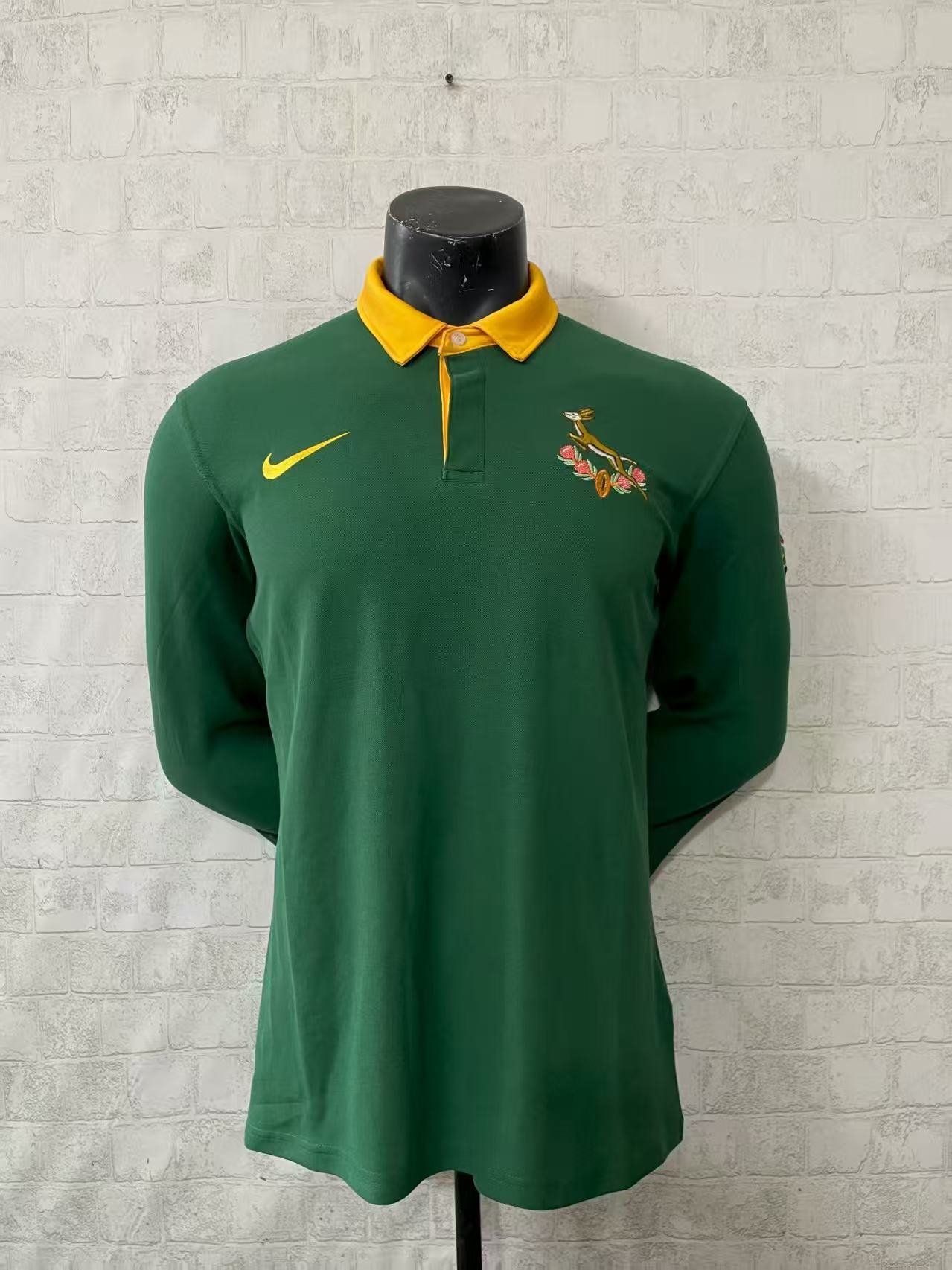 e25e5b4b 2026-2027 South Africa Home Green Rugby Long sleeves Jersey - Image 1