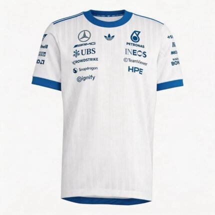 （S-5xl)2026-2027 F1 Mercedes White Blue Racing Suit