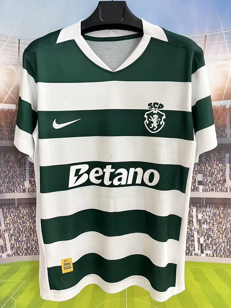 ed982c3f 2026-27 Sporting Lisbon Home White Green Soccer Jersey AAA - Image 1