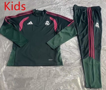 2026-27 Real Madrid Green Soccer kids Tracksuit Uniform