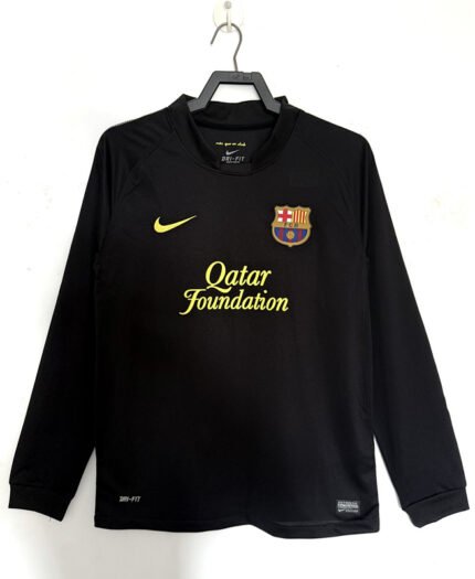 Retro Version 11-12 Barcelona Away Black Long sleeves Soccer Jersey AAA