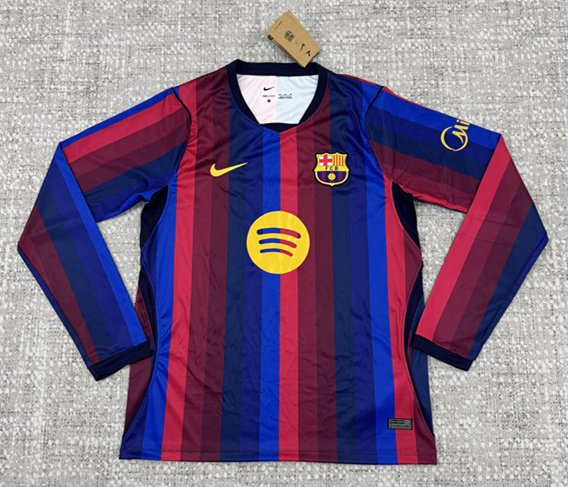 psc (2) 2026-2027 Barcelona Home Red Blue Long sleeves Soccer Jersey AAA - Image 1