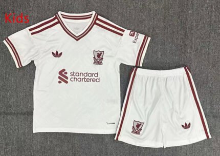 26-27 Liverpool Away White  Kids/Youth Soccer Uniform