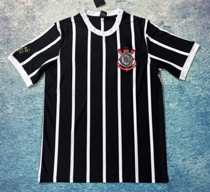 Retro Version 1982 Corinthians  Home Black White  Thailand  Soccer Jersey AAA