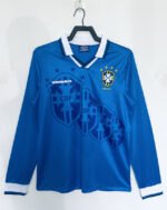 1996 Retro version Brazil Away Blue Long sleeves Soccer Jersey AAA