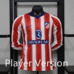 Player version 2026-2027 Atletico Madrid Home Red White  Long sleeves Soccer Jersey AAA