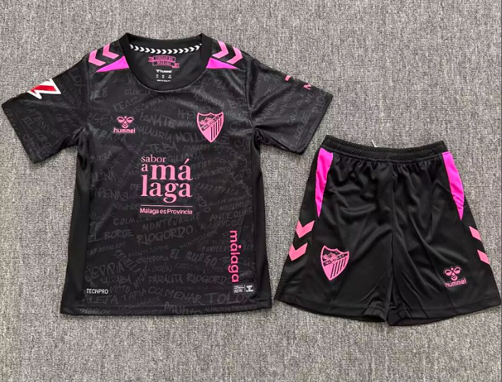 17cf1afb-68fe-481b-a58c-39175a96ba9f 2026-27 Malaga Third Away Black Pink kids/youth Soccer uniform - Image 1