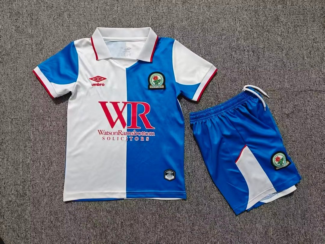 23cec99b 2026-2027 Blackburn Rovers Home Blue White kids/youth Soccer uniform - Image 1