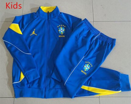26-27 Brazil Blue Thailand Soccer Kids Jacket Uniform