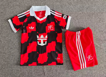 2026-2027 Fulham Away Red Black kids/youth  Soccer uniform