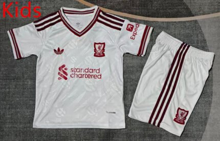 26-27 Liverpool Away White  Kids/Youth Soccer Uniform