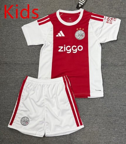 26-27 Ajax Home Red White Kids/Youth Soccer Uniform
