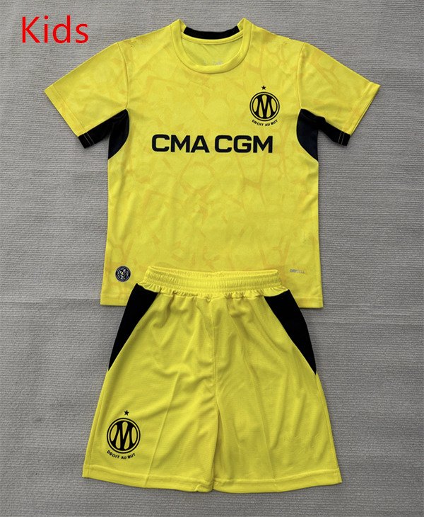 5bdba9d4 2026-2027 Olympique de Marseille Goalkeeper Yellow kids/youth Soccer uniform - Image 1