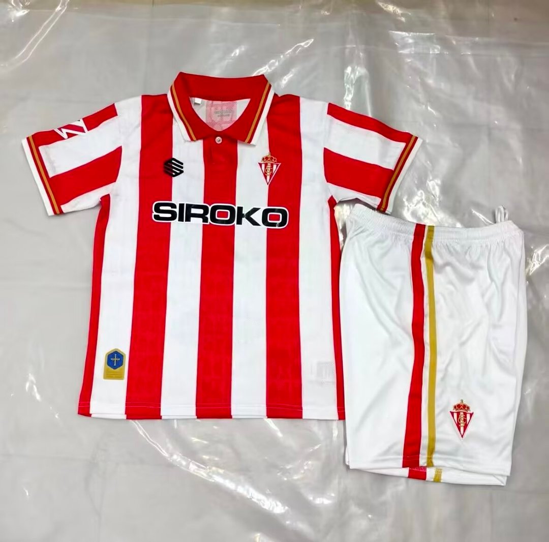 8d4e0398 2026-27 Gijon Home Red White kids/youth Soccer uniform - Image 1