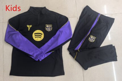 2026-27 Barcelona Black Purple Soccer kids Tracksuit Uniform