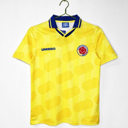 Retro version 1995 Colombia Home Yellow Soccer Jersey AAA