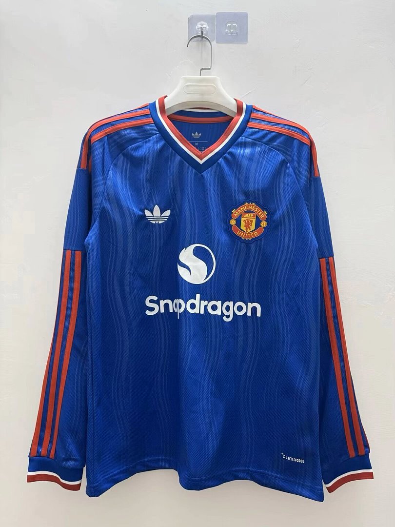 a01ca4cf (S-4XL) 2026-2027 Manchester United Away Blue Soccer Long sleeves Jersey AAA - Image 1