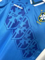 1996 Retro version Brazil Away Blue Long sleeves Soccer Jersey AAA - Image 2