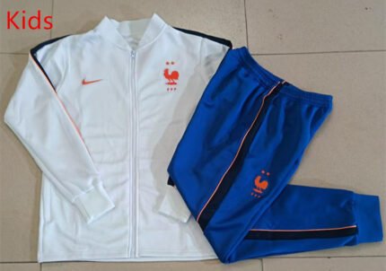 26-27 France White Thailand Soccer Kids Jacket Uniform
