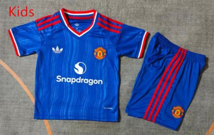 2026-2027 Manchester United  Away Blue kids/youth  Soccer uniform