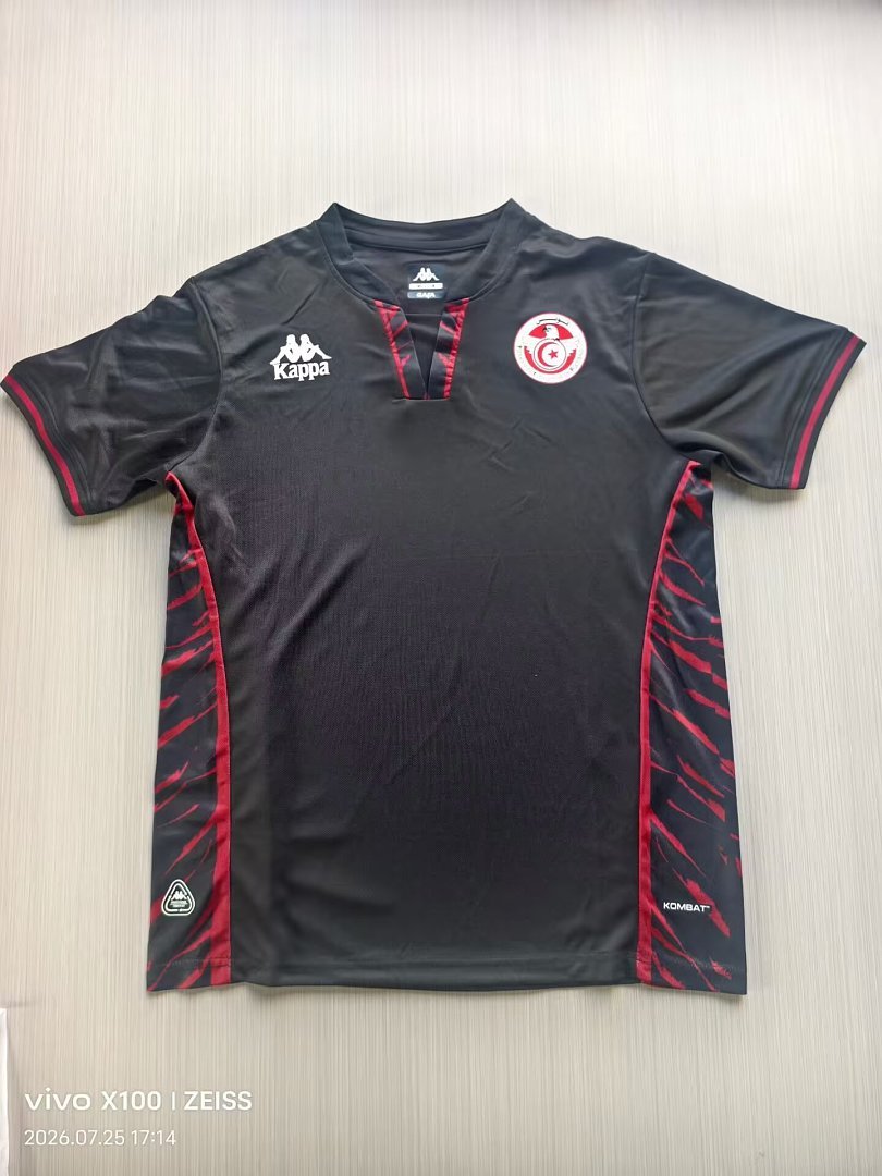 d6cb7f68 (S-4XL)26-27 Tunisia 2nd Away Black Soccer Jersey AAA - Image 1
